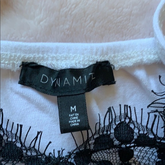 Dynamite white bodysuit with black lace trim - Picture 4 of 4